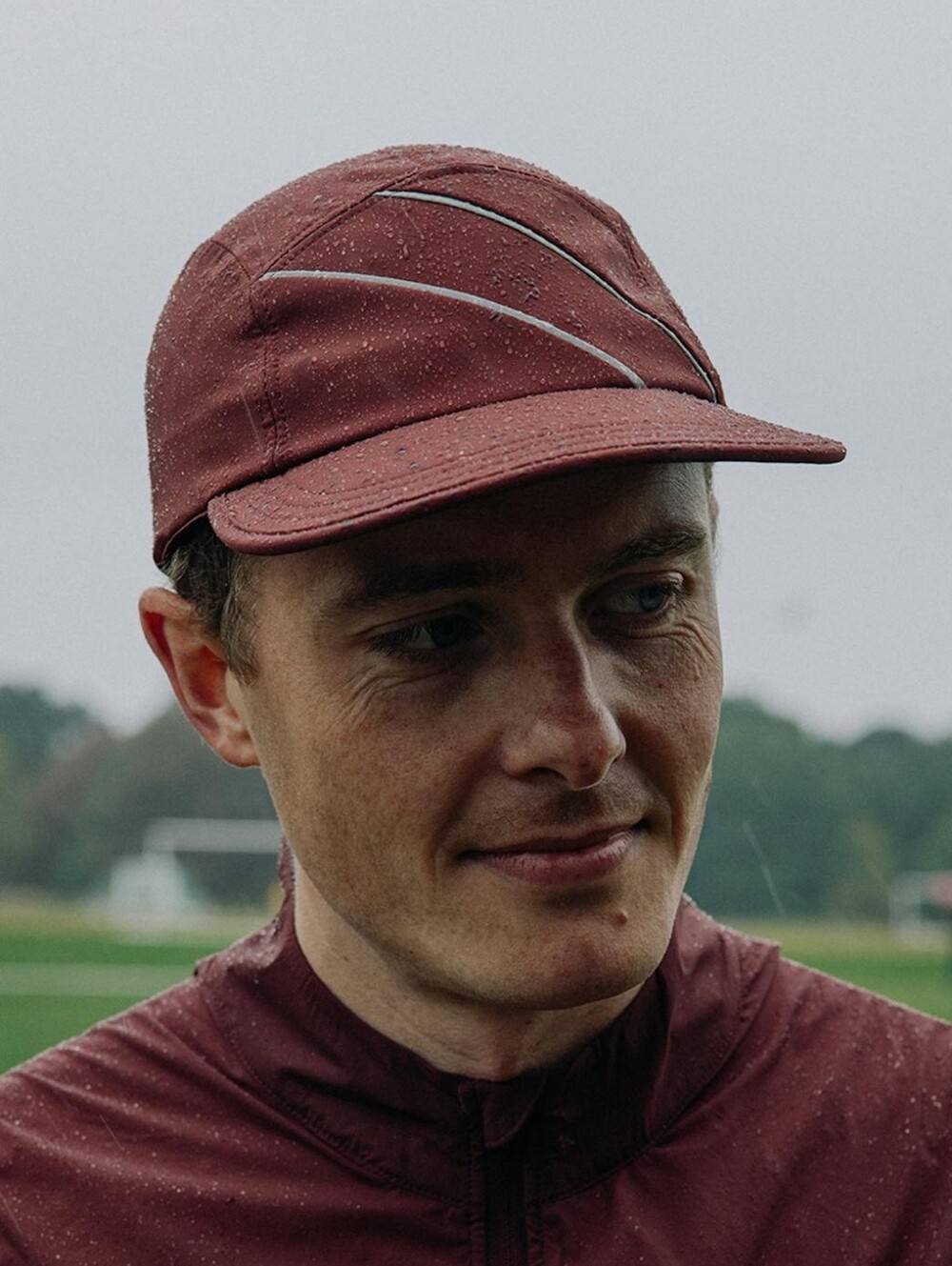 Tracksmith Chiltern Hat Burgundy Red Silver Cap